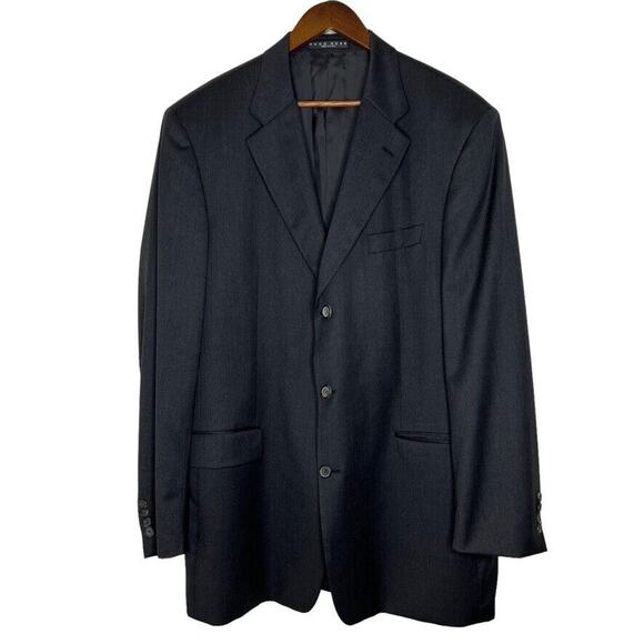 Hugo Boss Black 100% Wool Super 100 Single Vented Long Sleeve Suit Jacket 46 L - Picture 1 of 13